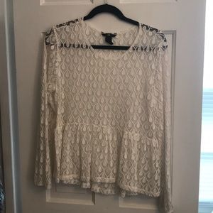 White eyelet peplum blouse
